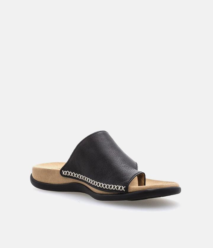 Gabor Black Leather Mule Sandals