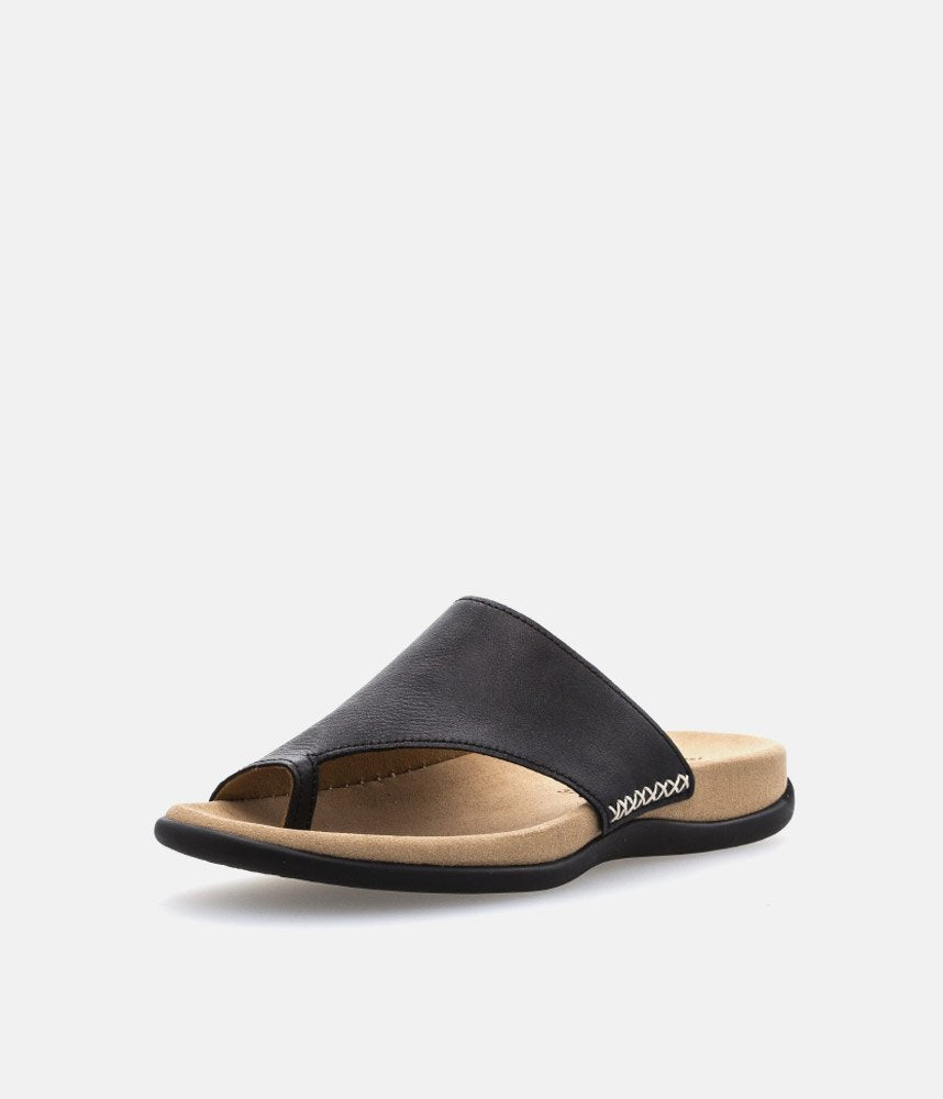 Gabor Black Leather Mule Sandals