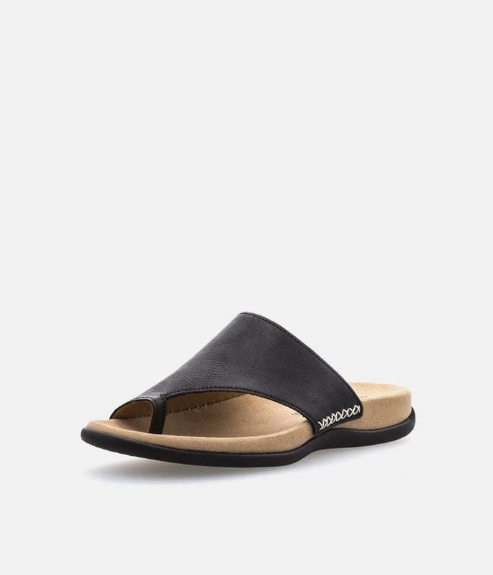 Gabor Black Leather Mule Sandals