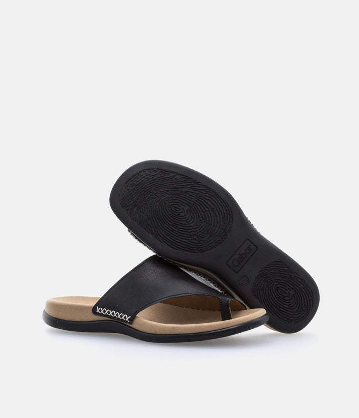 Gabor Black Leather Mule Sandals