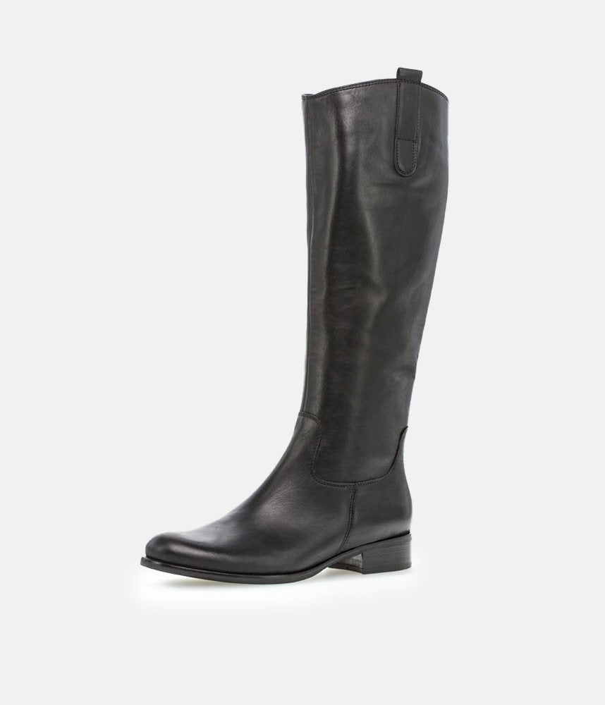 Gabor Stylish Slim Leg Long Leather Boots - Black