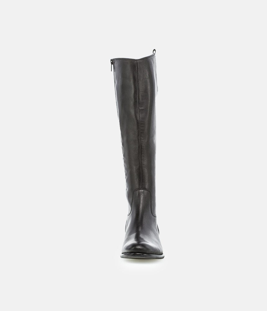 Gabor Stylish Slim Leg Long Leather Boots - Black