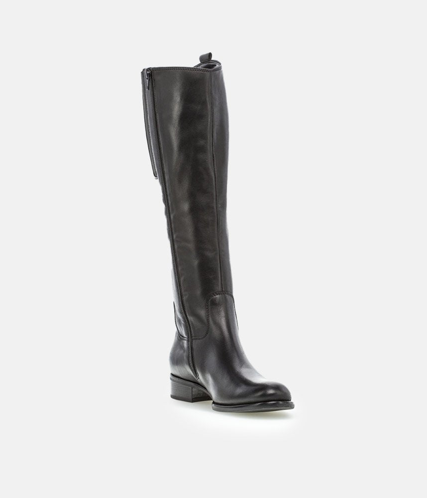 Gabor Stylish Slim Leg Long Leather Boots - Black
