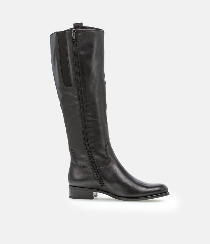 Gabor Stylish Slim Leg Long Leather Boots - Black