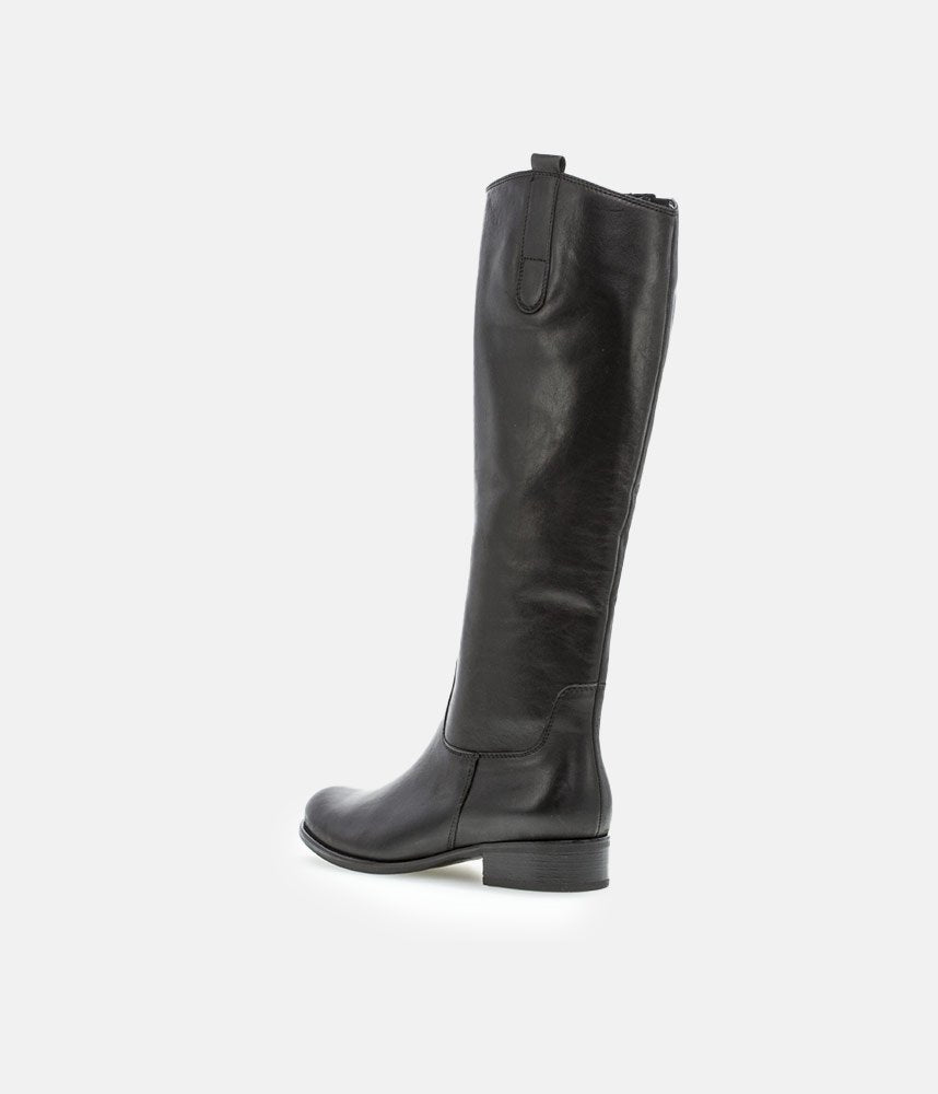Gabor Stylish Slim Leg Long Leather Boots - Black
