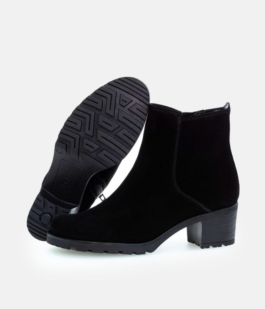 Gabor Classic Black Suede Ankle Boots