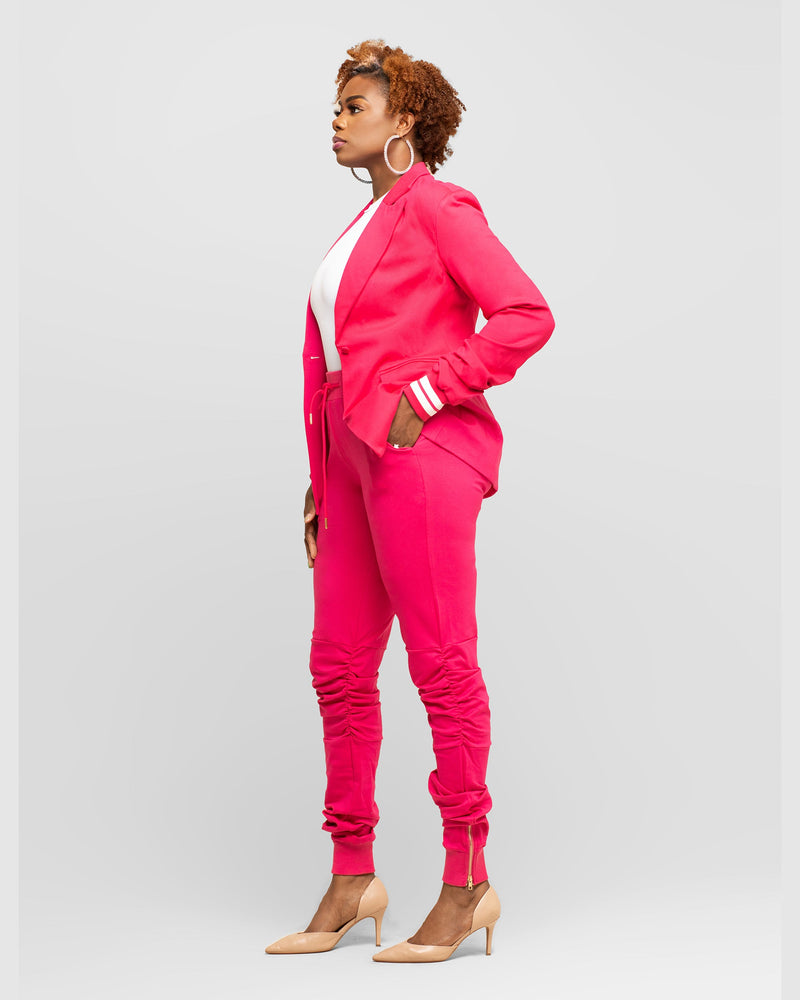 Tall Suit Jogger Jacket- Pink