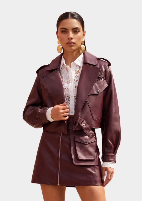 First Love Leather Jacket - Burgundy