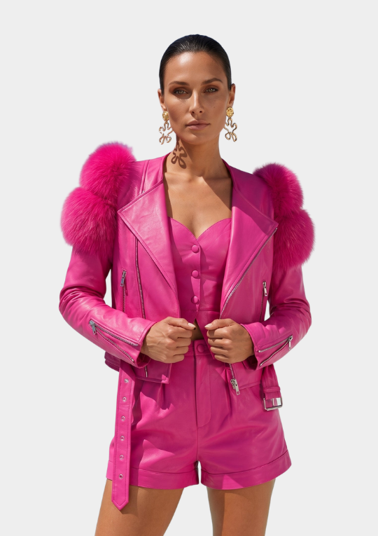 Lilac Street Leather Jacket - Pink