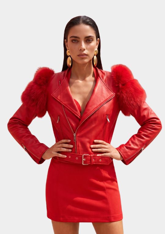 Lilac Street Leather Jacket in Red