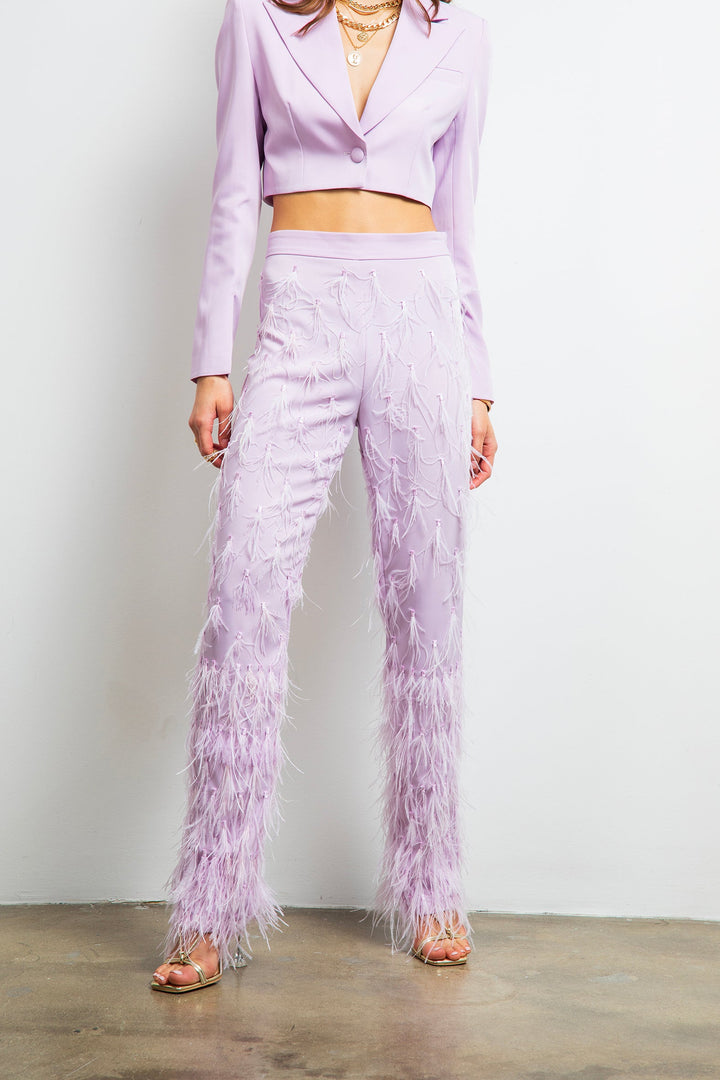Wild Love Feather Pants - Lilac