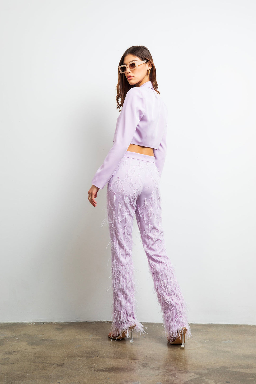Wild Love Feather Pants - Lilac