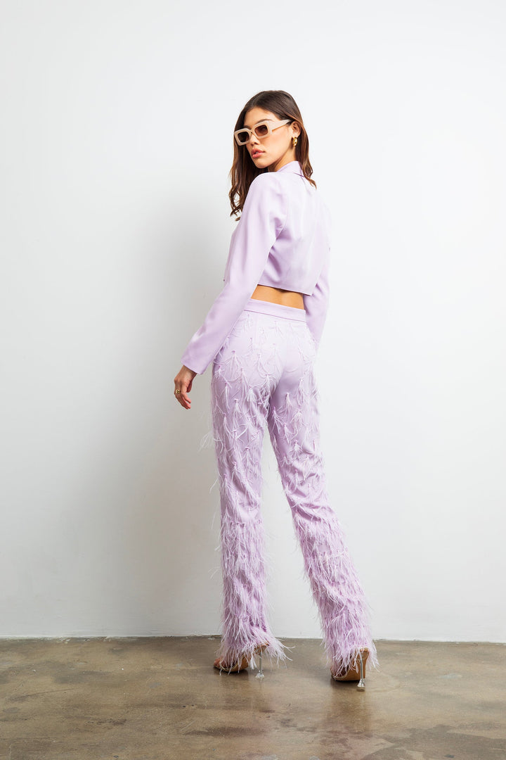 Wild Love Feather Pants - Lilac