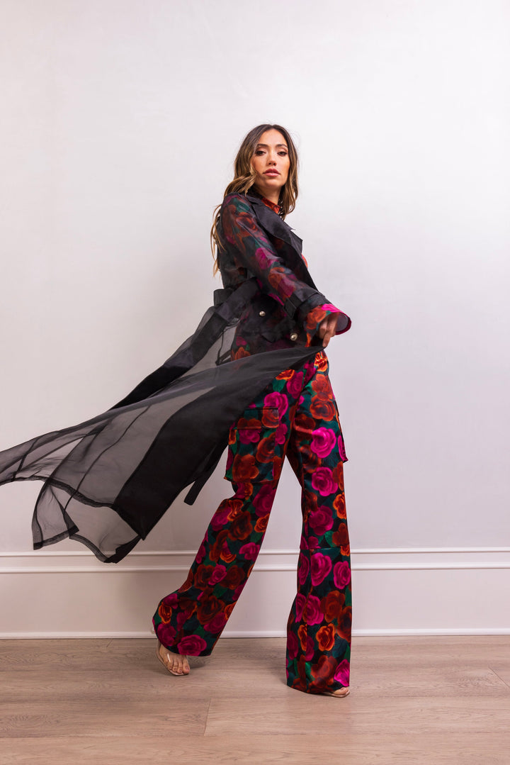 Who's Watching Sheer Overcoat - Black