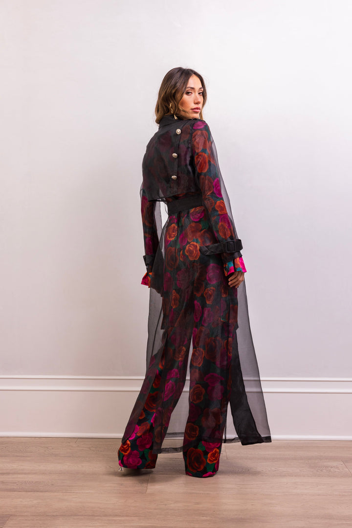 Who's Watching Sheer Overcoat - Black