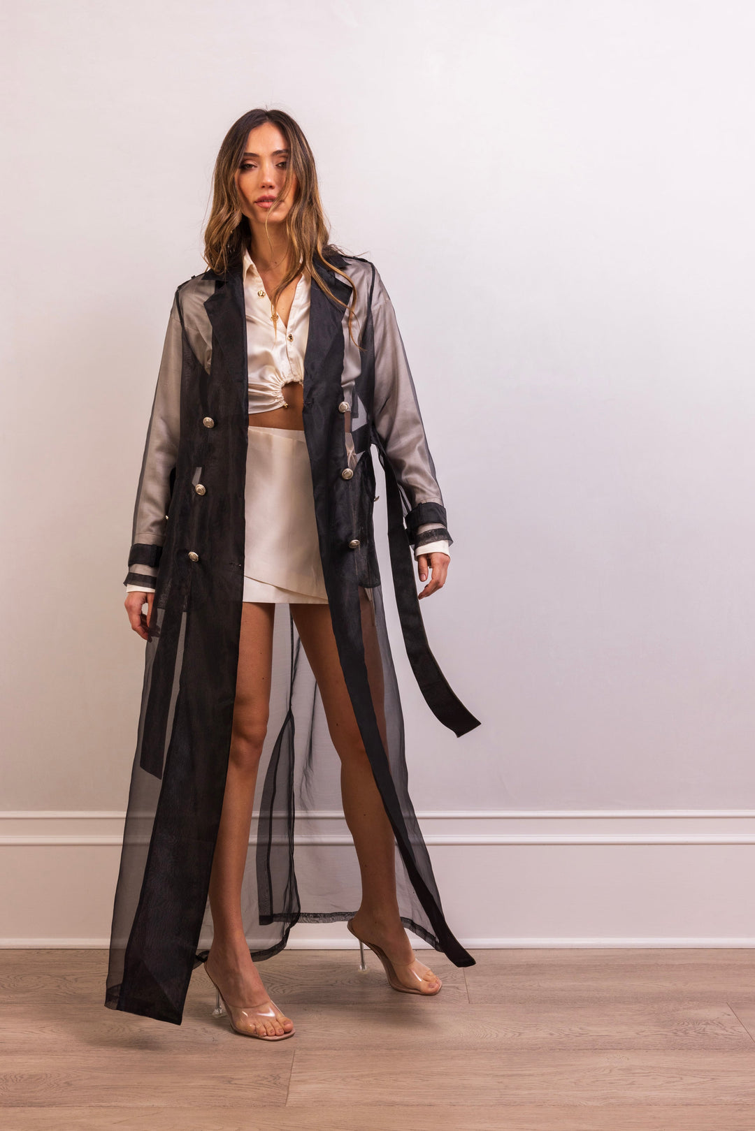 Who's Watching Sheer Overcoat - Black