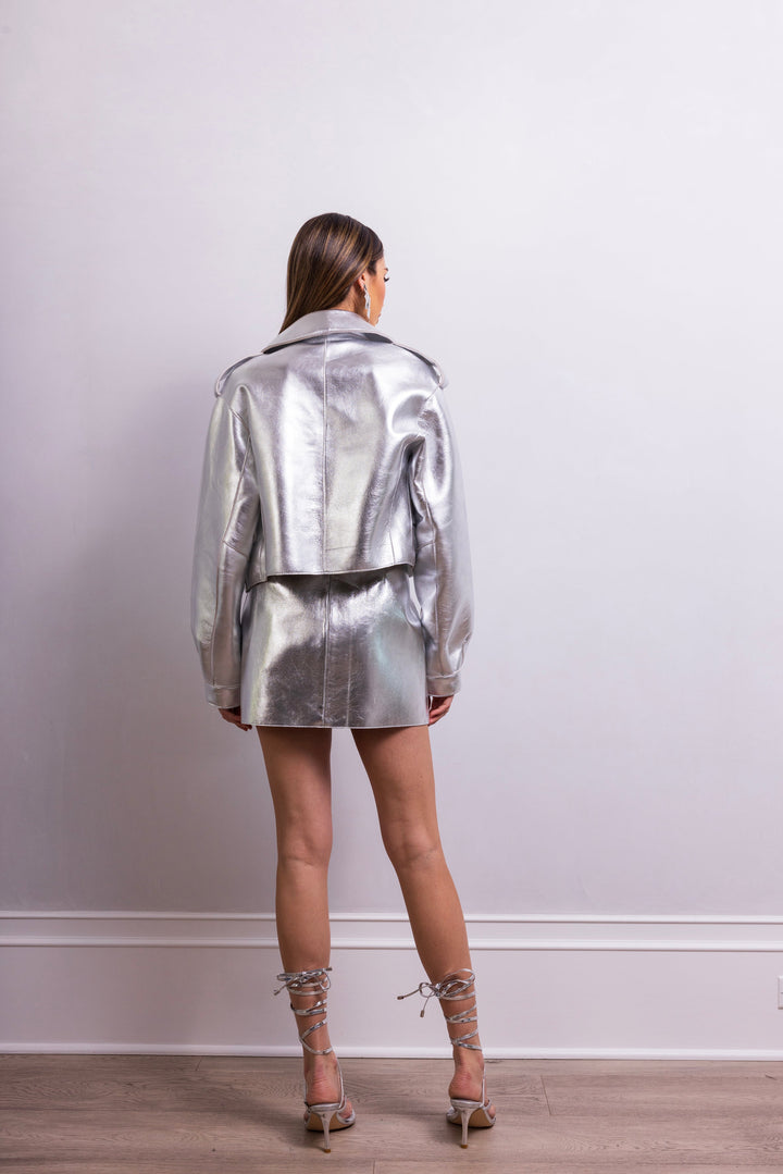 First Love Leather Jacket - Silver