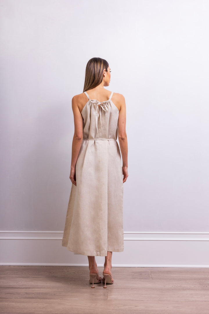 The Escape Linen Midi Dress - Beige