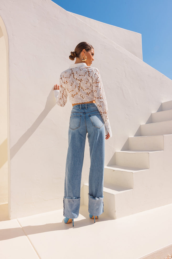 Shirt of my Dreams Button Down Cropped Shirt - White