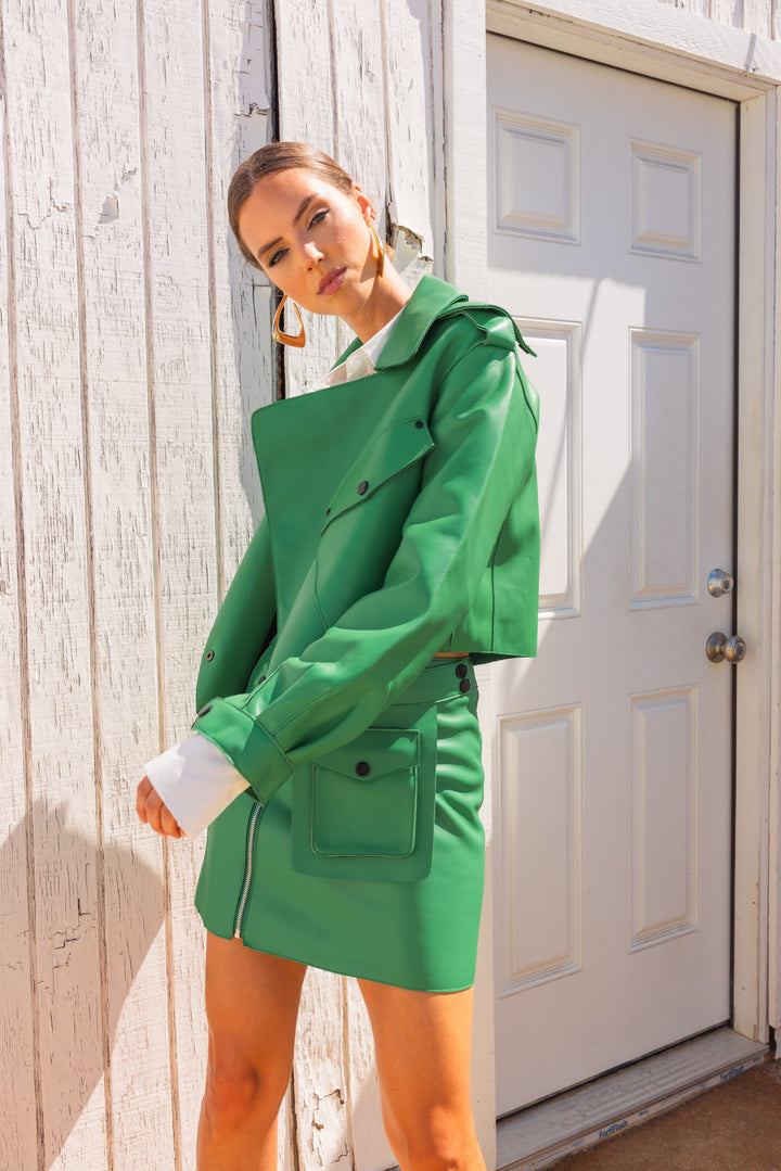 First Love Leather Jacket - Green