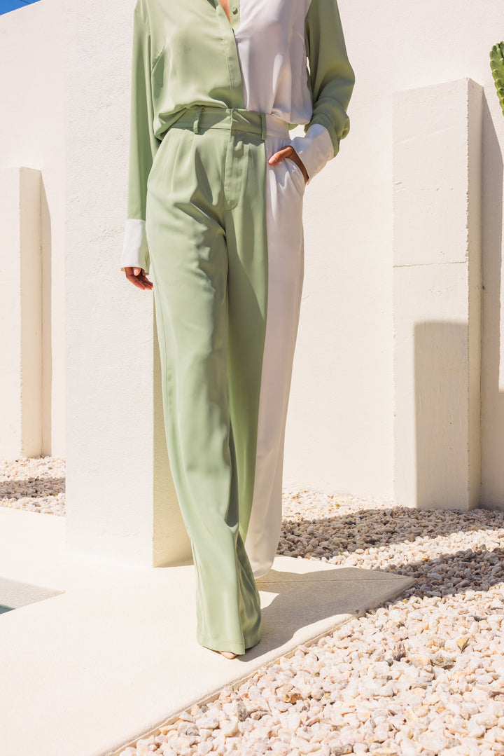 On My Mind Contrast Color Pants - Green