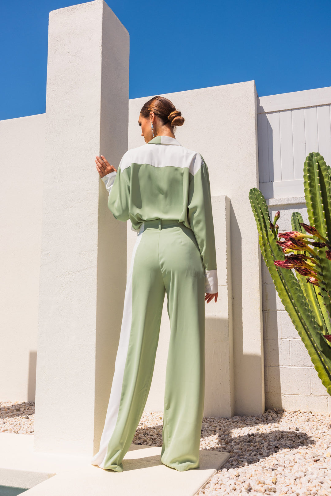 On My Mind Contrast Color Pants - Green