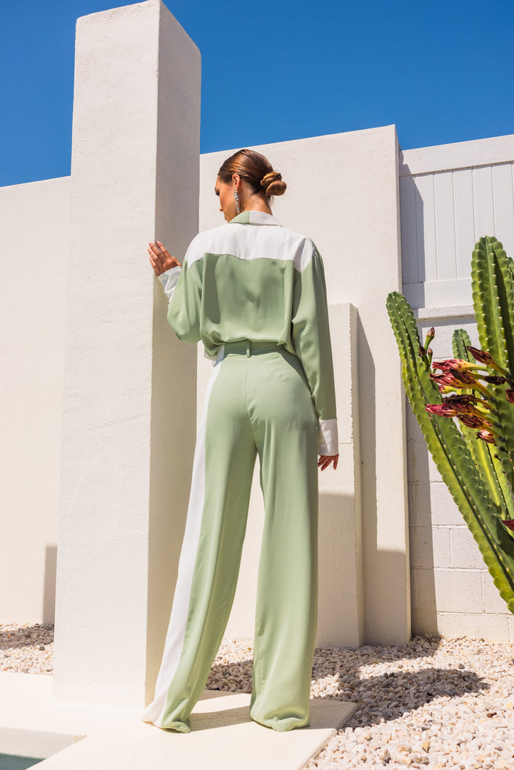 On My Mind Contrast Color Pants - Green