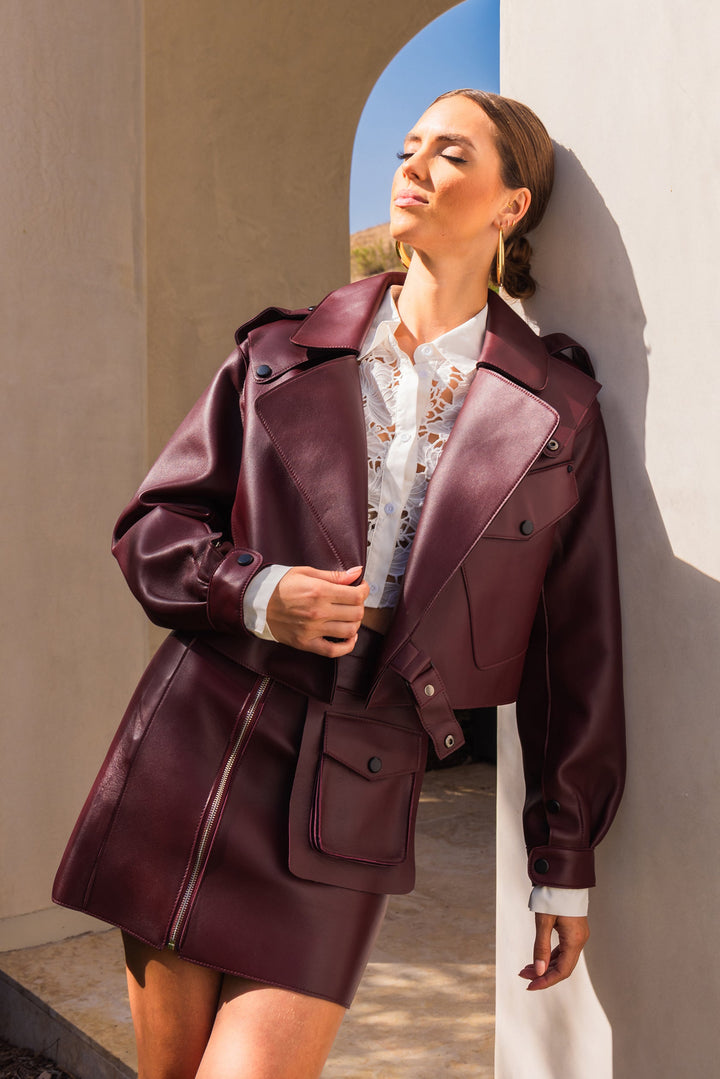 First Love Leather Jacket - Burgundy