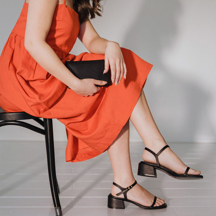 The Lindsay Heeled Sandal - Black