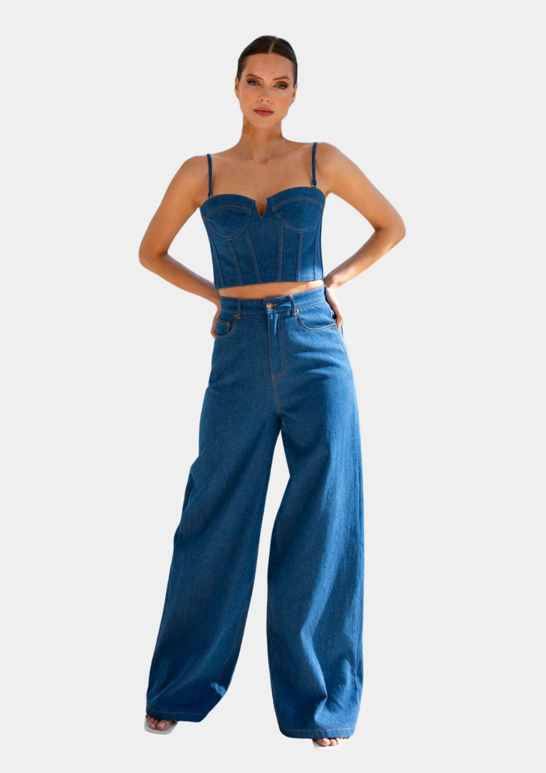 Malia Wide Leg Denim Jeans - Blue