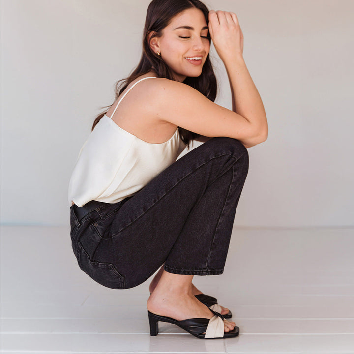 The Margot Heeled Sandal - Black and White