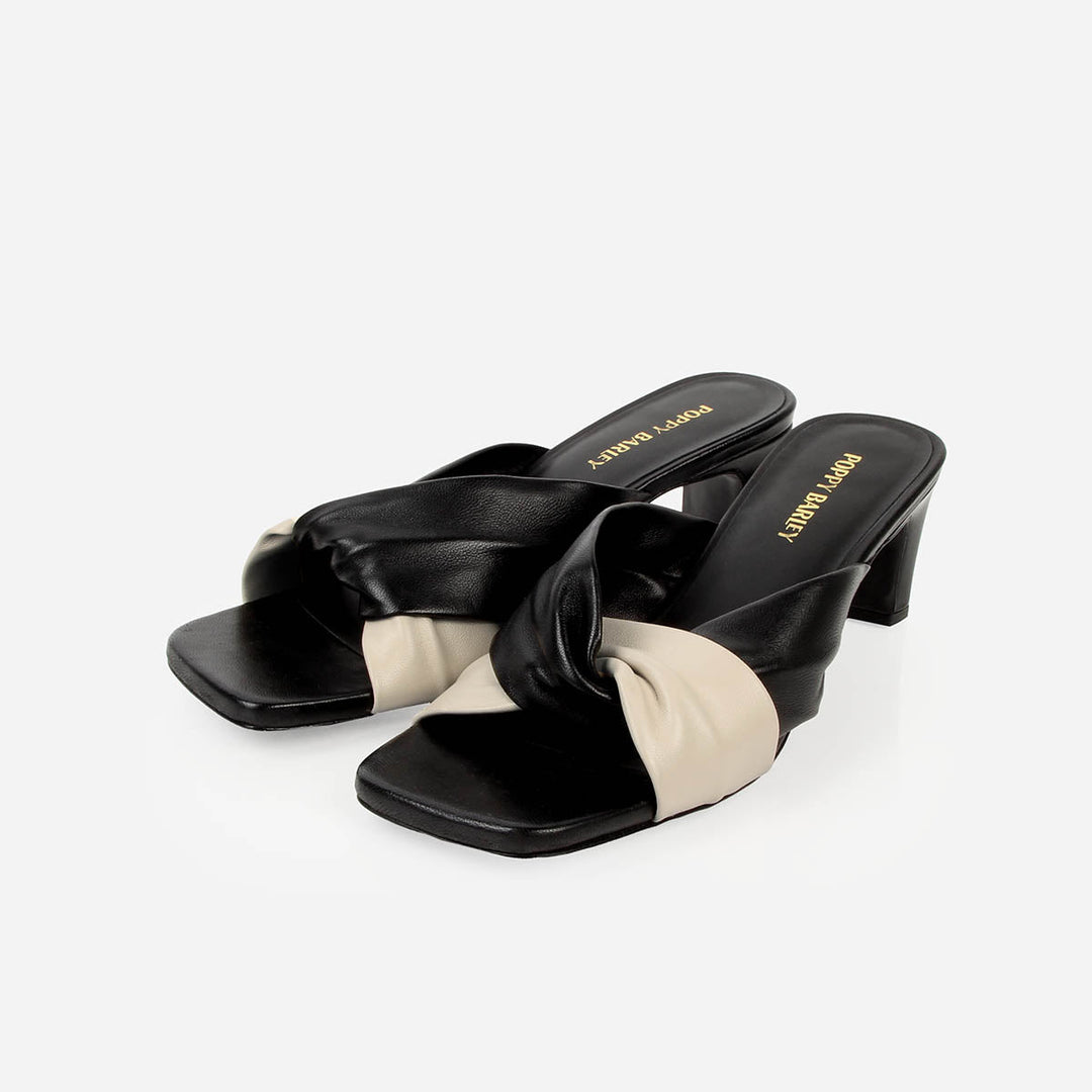 The Margot Heeled Sandal - Black and White