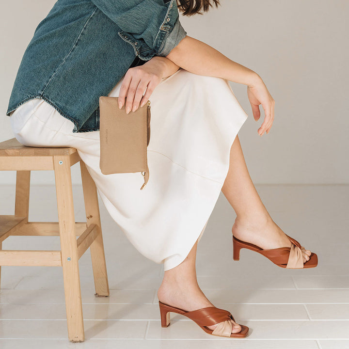 The Margot Heeled Sandal - Pecan and Fauna
