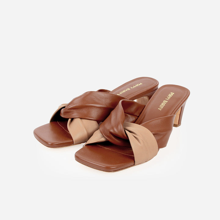 The Margot Heeled Sandal - Pecan and Fauna