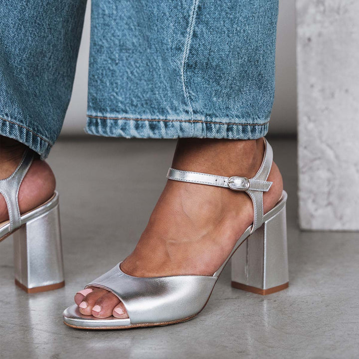 The Monica Heeled Sandal - Silver