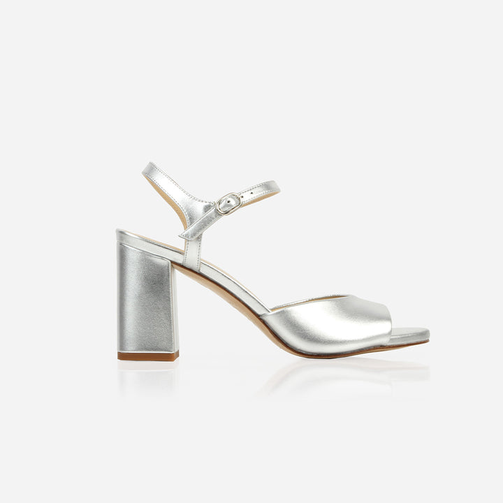 The Monica Heeled Sandal - Silver