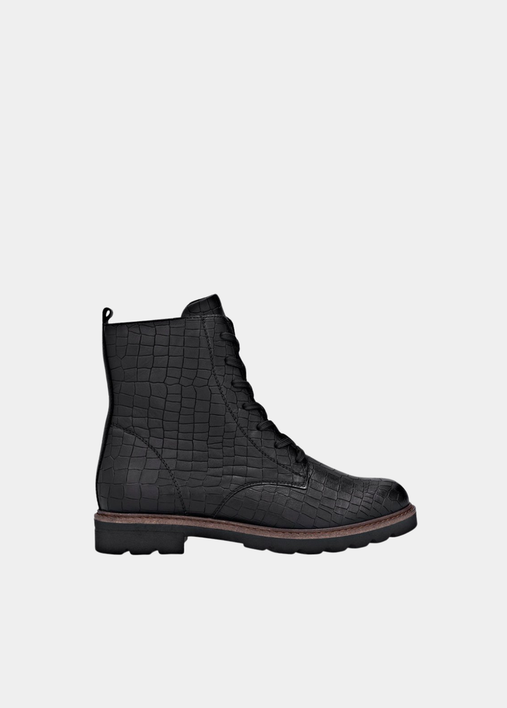 Remonte Styliss Croc Leather Ankle Boots - Black