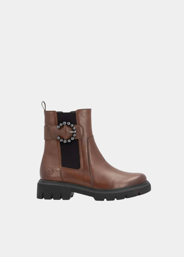 Remonte Fashionable Leather Ankle Boots - Brown