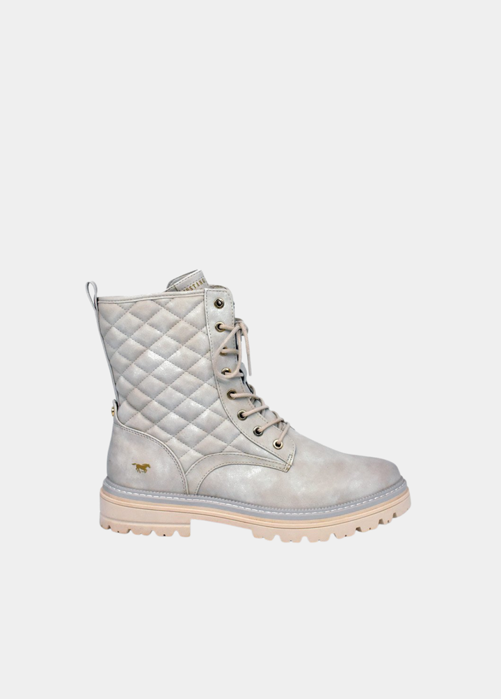 Mustang Stylish Quilted Ankle Boots - Beige