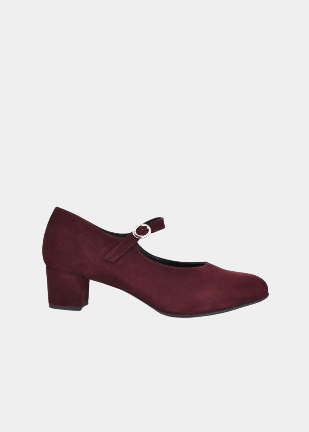Cinderella Shoes Vintage Inspired Suede Mary Jane Heels - Burgundy