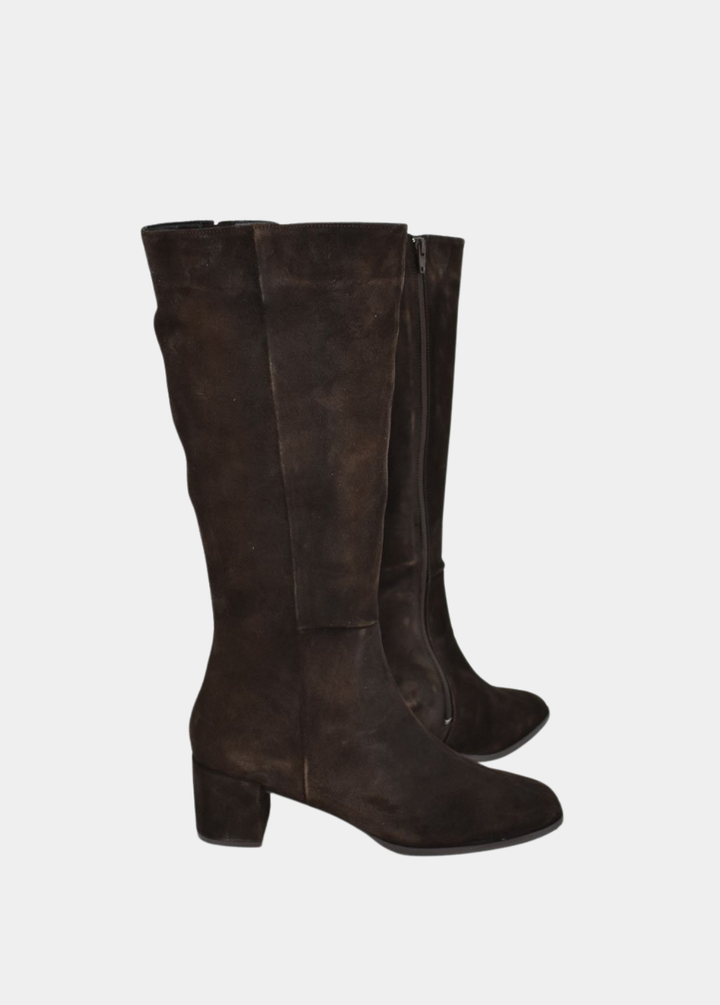 Cinderella Shoes Gorgeous Chocolate Suede Long Boots - Brown