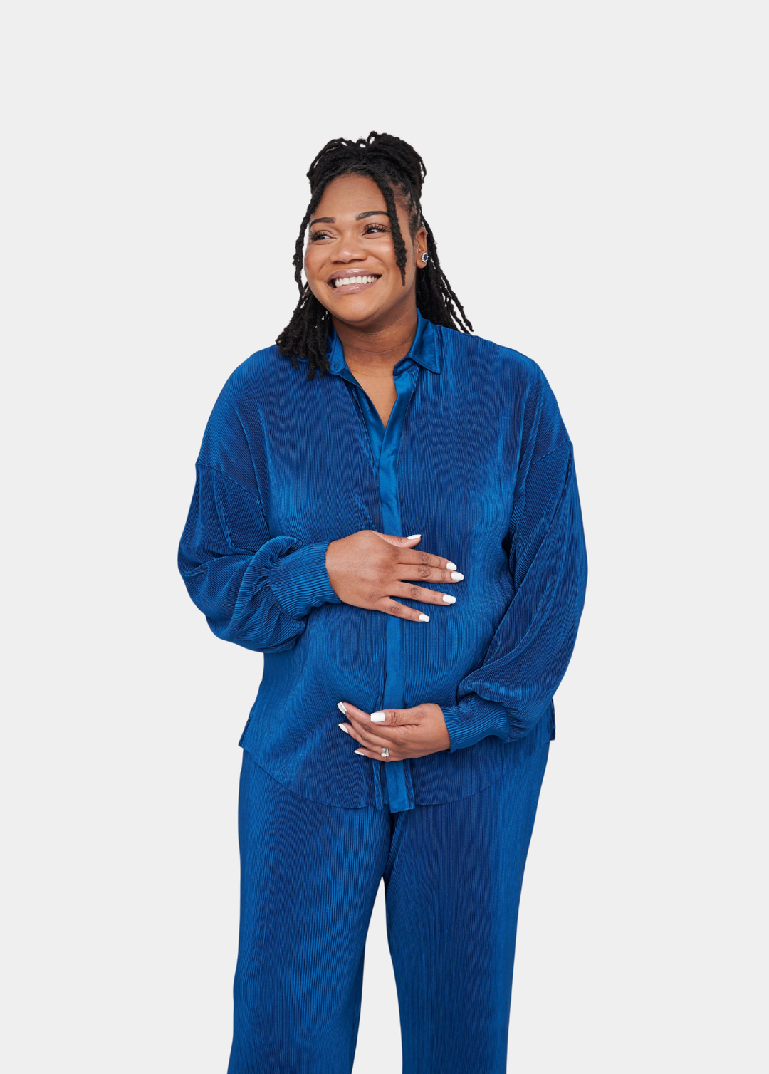 Kaia Tall  Plisse Shirt - Blue