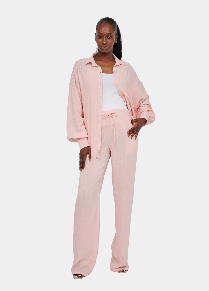 Leilani Tall Linen Trouser - Blush Pink