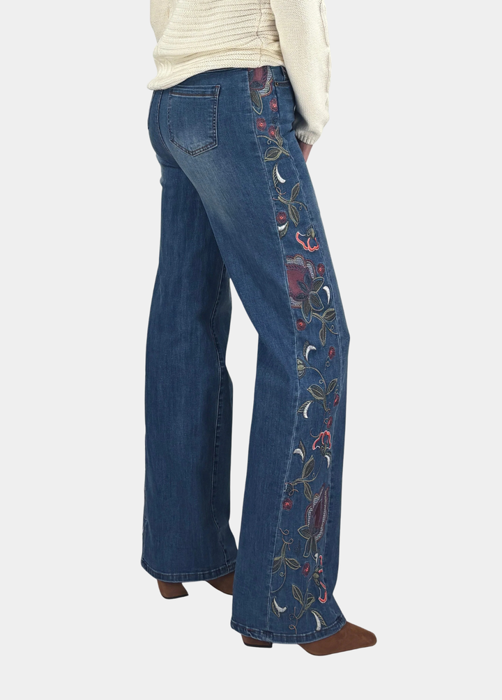 Brooke Embroidered Tall Wide Leg Jean