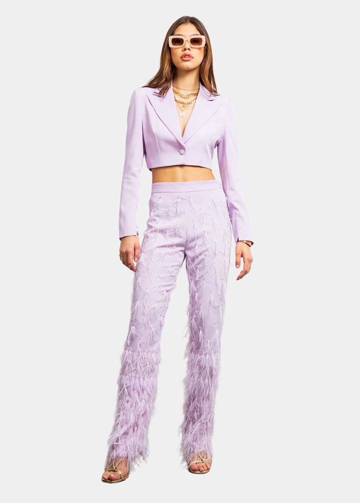 Wild Love Feather Pant - Lilac