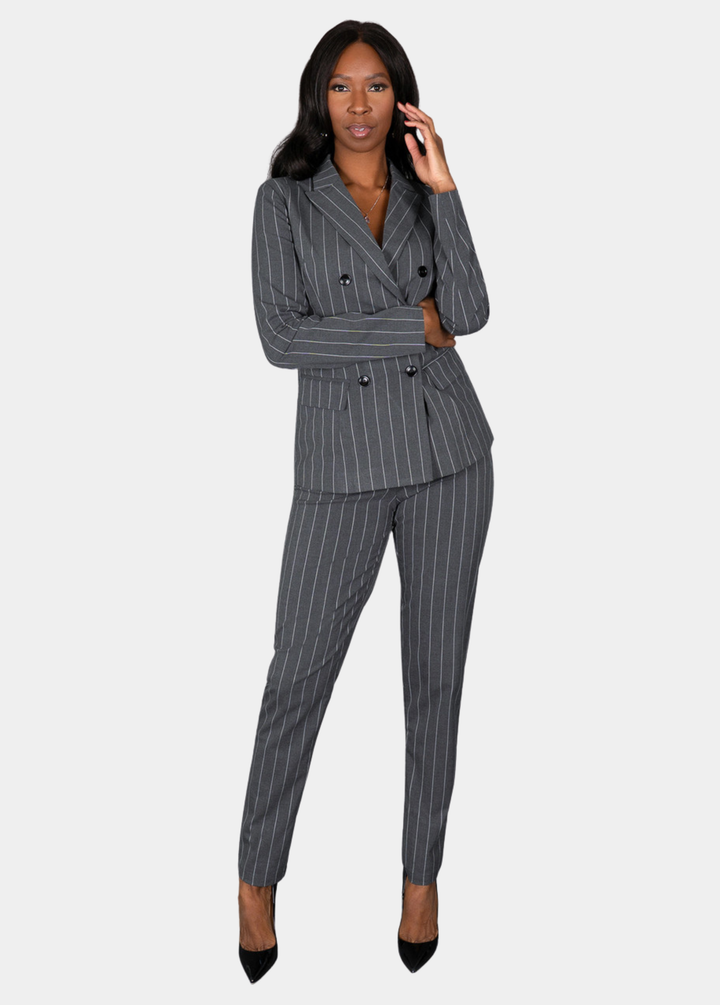 Blake Pinstripe Blazer - Gray