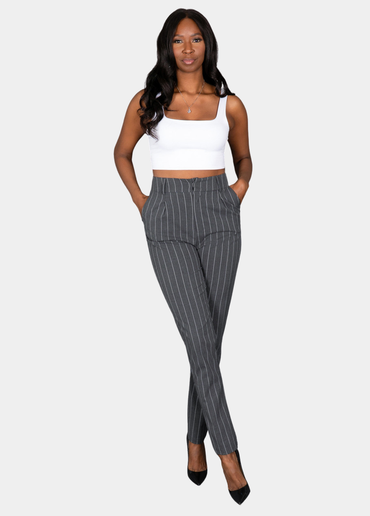 Blair Pinstripe Pants - Gray