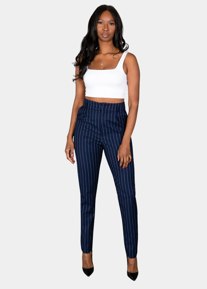 Blair Pinstripe Pants - Navy