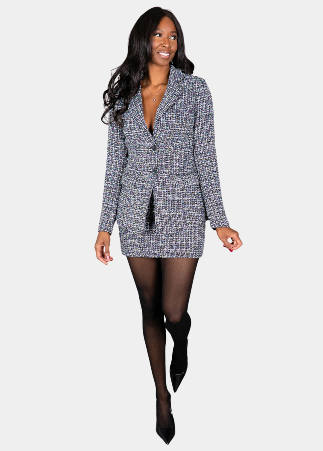Penelope Tweed Blazer - Black & White