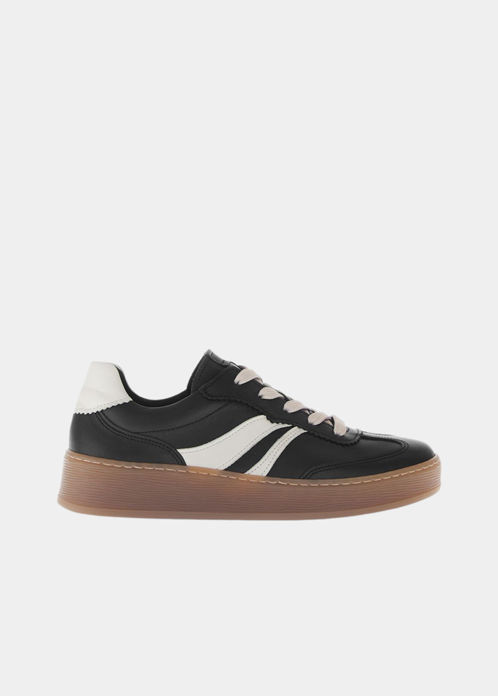 Gabor Trendy Leather Sneakers - Black/White